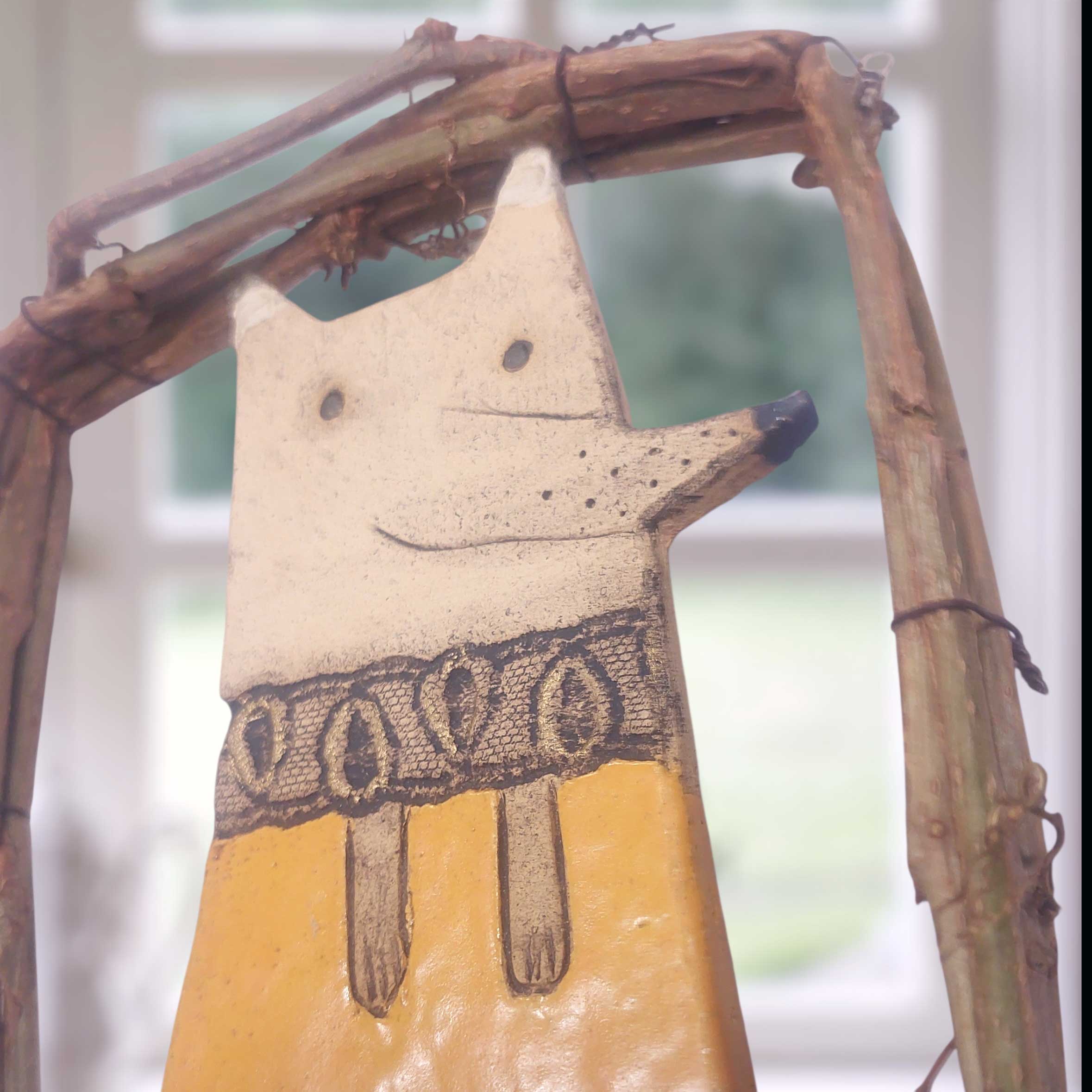 Gib acht auf den Fuchs – Keramik Deko Mobile Fensterschmuck – Bild 3