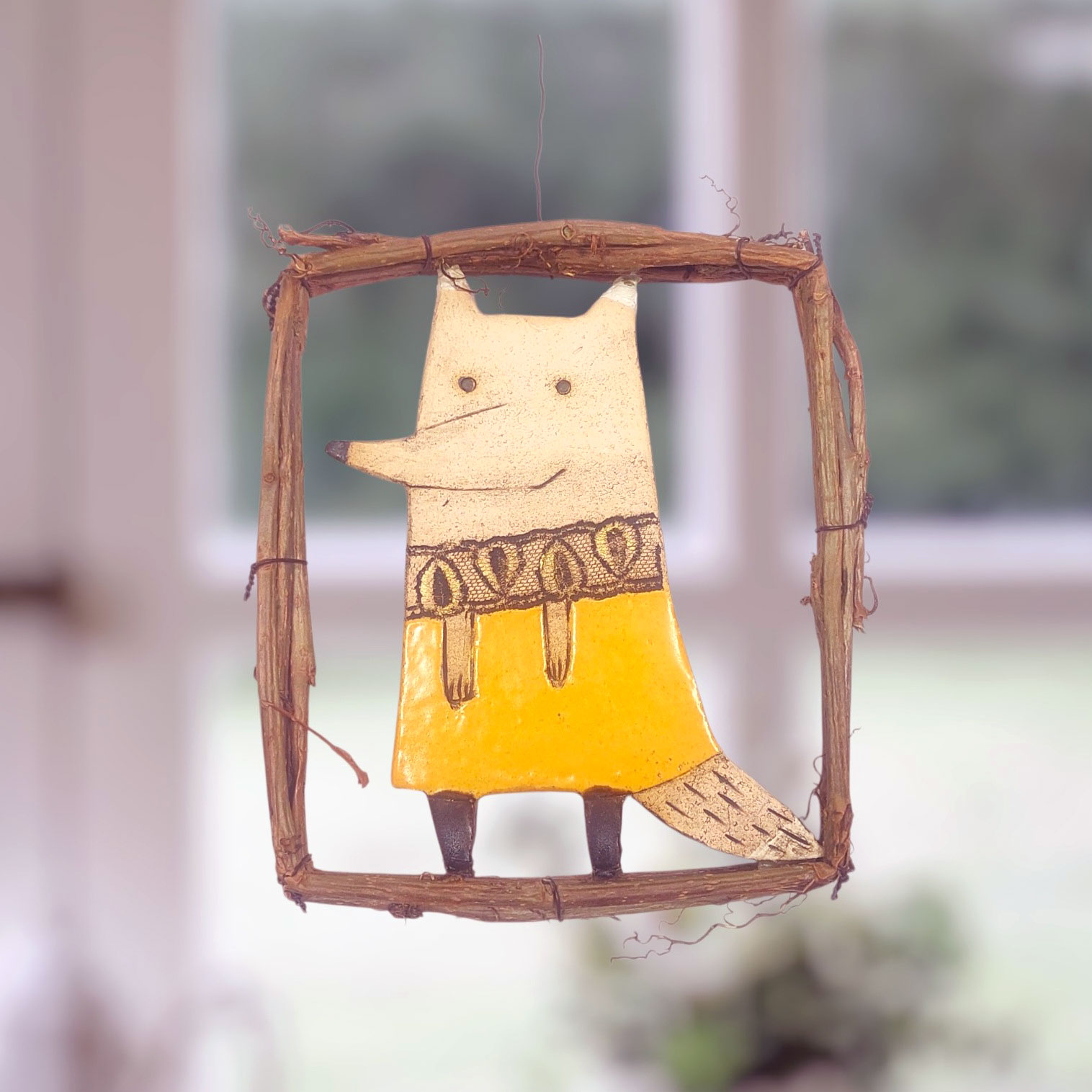 Gib acht auf den Fuchs – Keramik Deko Mobile Fensterschmuck – Bild 2